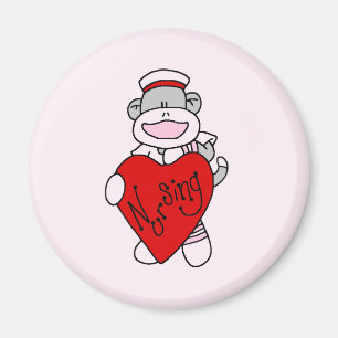 Aimant Sock Monkey I Love Nursing T-shirts et cadeaux
