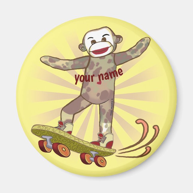 Aimant Sock Monkey Skater (Devant)