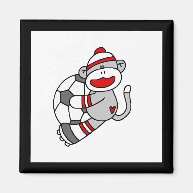 Aimant Sock Monkey Soccer Tshirts et cadeaux (Devant)