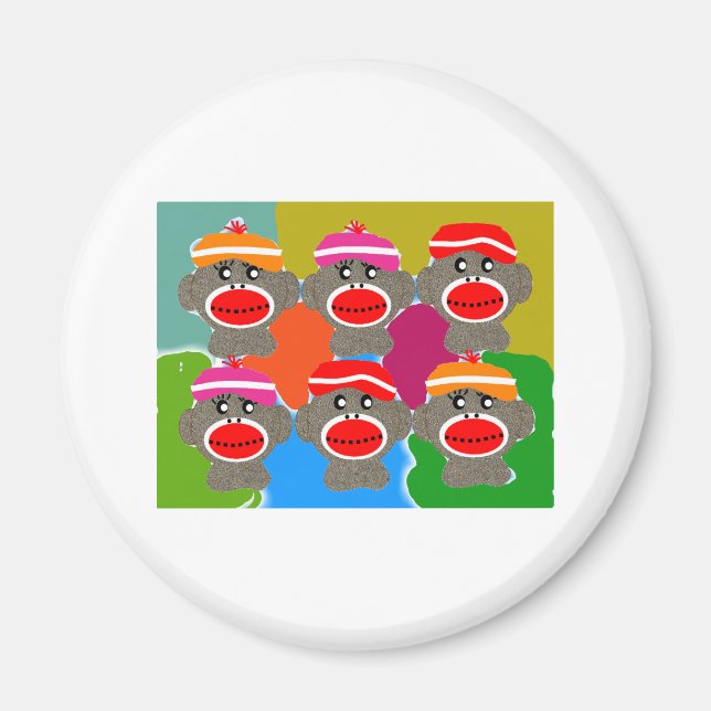 Aimant Sock Monkeys Pop Art—Art Cadeaux d'art (Devant)