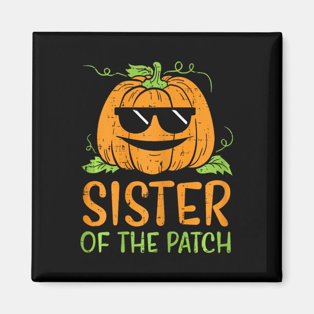 Aimant Soeur citrouille Du Patch Halloween Famille Sis G (Devant)