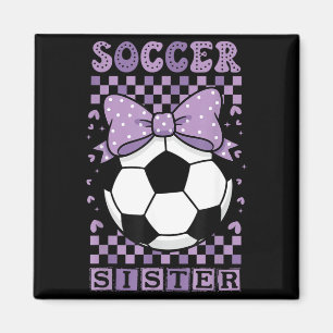 Aimant Sœur de football cool balle mignonne nœud coquette