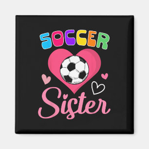 Aimant Sœur de football mignonne cœur