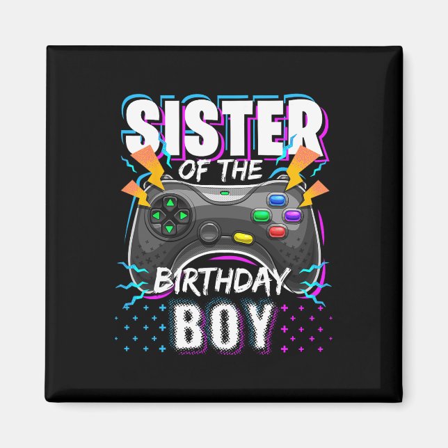 Aimant Sœur du garçon d'anniversaire correspondant jeu vi (Devant)