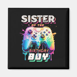 Aimant Sœur du garçon d'anniversaire correspondant jeu vi