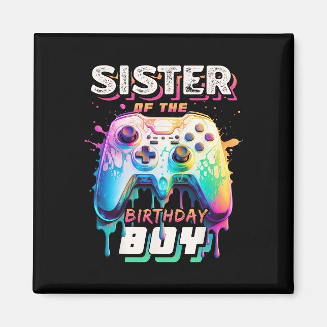 Aimant Sœur du garçon d'anniversaire correspondant jeu vi (Devant)