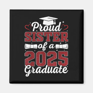 Aimant Sœur fière d'une diplômée de 2025 Cl de 2025 Diplô