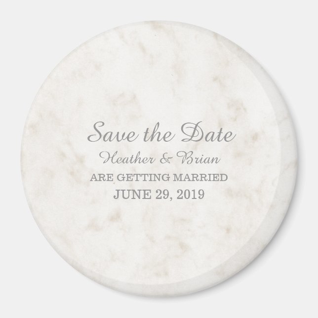 Aimant Soft Beige Elegant Marble Save the Date (Devant)