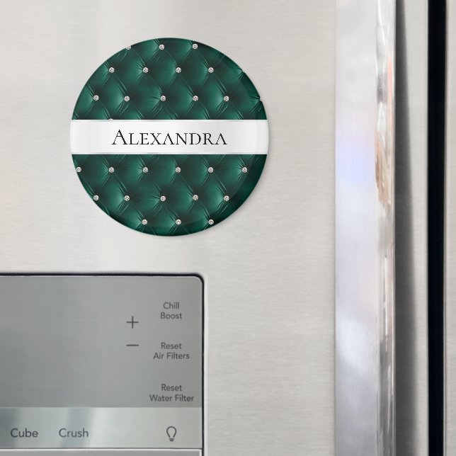 Aimant Soft Turquoise Green Luxe faux Velvet Nom (In situ (réfrigérateur))