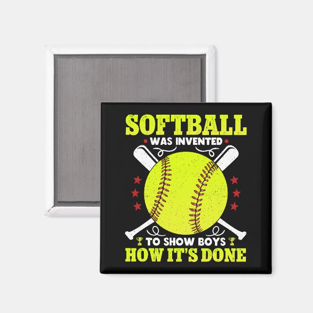 Aimant Softball a été inventé pour montrer aux garçons co (Recto/Verso)