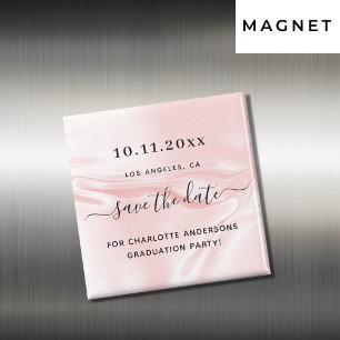 Aimant Soie rose pâle de la fête de graduation enregistre