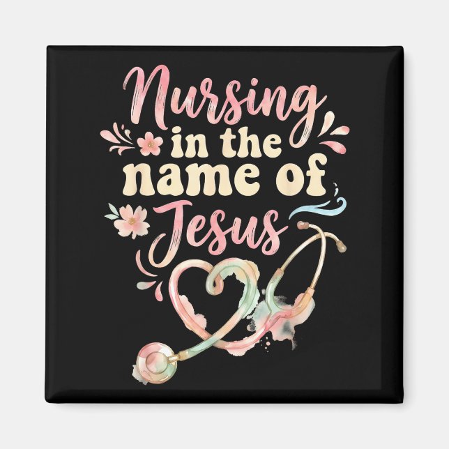 Aimant Soins infirmiers au nom de Jésus infirmière chréti (Devant)