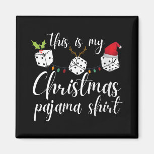 Aimant Soirée de jeu de dés de pyjama de Noël Bunco pour