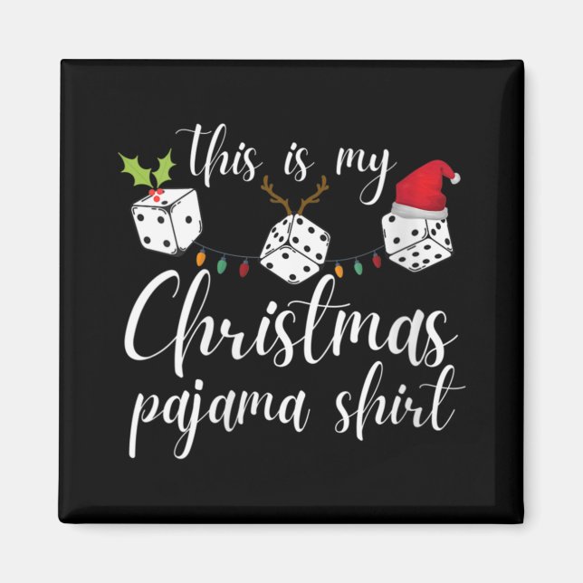 Aimant Soirée de jeu de dés de pyjama de Noël Bunco pour  (Devant)