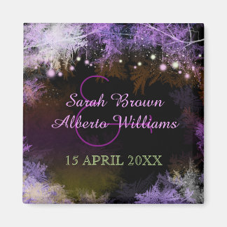 Aimant Soirée Mariage de Forêt Violet Enregistrer la date