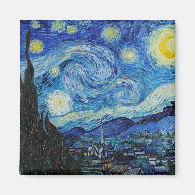 Aimant Soirée Van Gogh Starry. Impressionnisme art vintag (Devant)