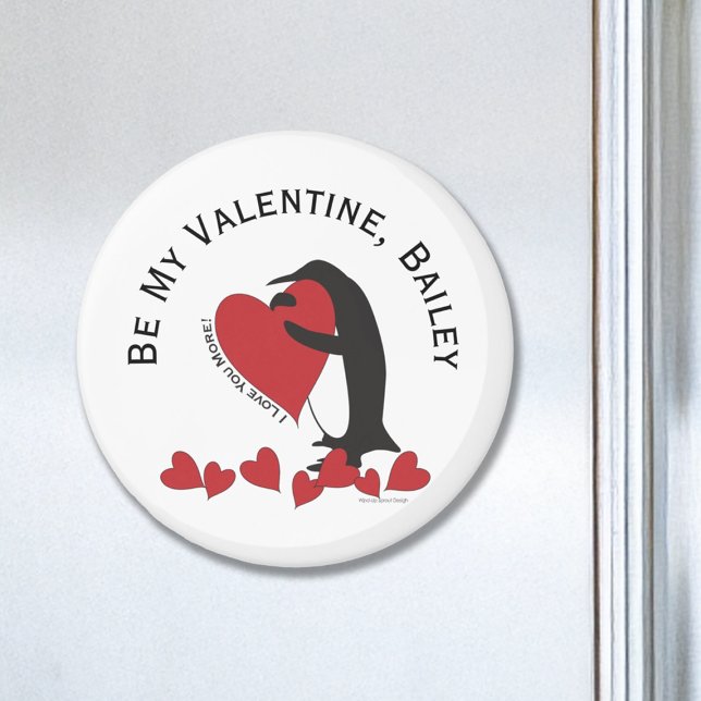 Aimant Sois ma Saint-Valentin - Manchot et Cœur Rouge (Créateur téléchargé)