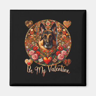 Aimant Sois ma Valentine Fleur de Chien Red Heart Day - A