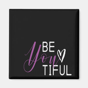 Aimant Sois-tu mince Elegant Black White Purple Typograph