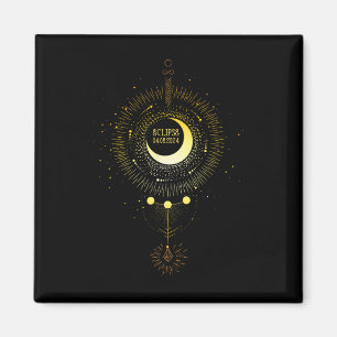 Aimant Solaire Eclipse 2024 Boho Sun Moon Path Total Luna