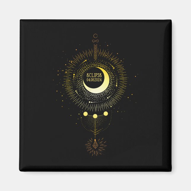 Aimant Solaire Eclipse 2024 Boho Sun Moon Path Total Luna (Devant)