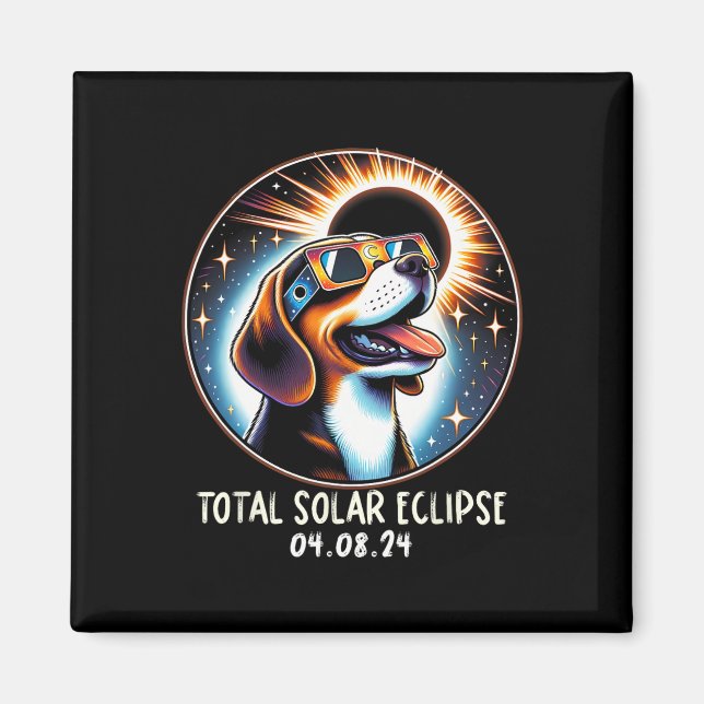 Aimant Solaire Éclipse Beagle Portant des lunettes Animau (Devant)