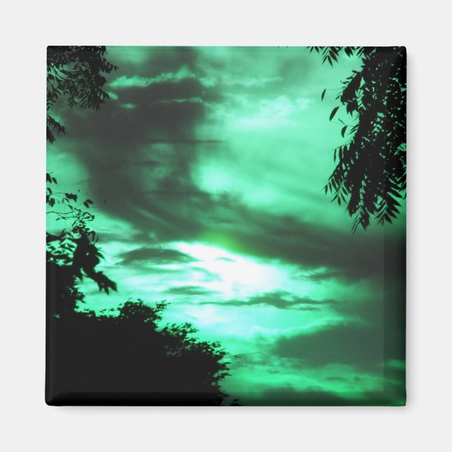 Aimant solaire nuageux vert (Devant)