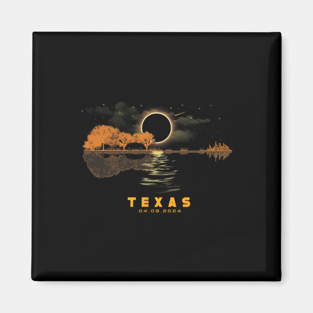 Aimant Solar Eclipse 2024 Guitare 04.08.24 Totalité Texas (Devant)