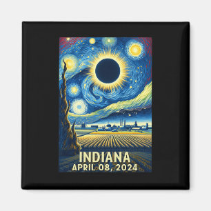Aimant Solar Eclipse 2024 Indiana Starry Night