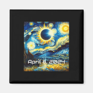 Aimant Solar Eclipse 2024 Starry Night Painting Van Gogh