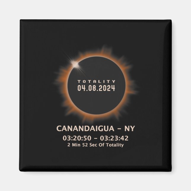 Aimant Solar Eclipse 2024 Totalité 04.08.24 New York Ny (Devant)