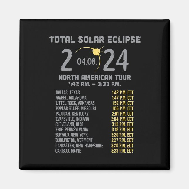 Aimant Solar Eclipse 2024 Totalité Avril 8 Hommes Femmes  (Devant)