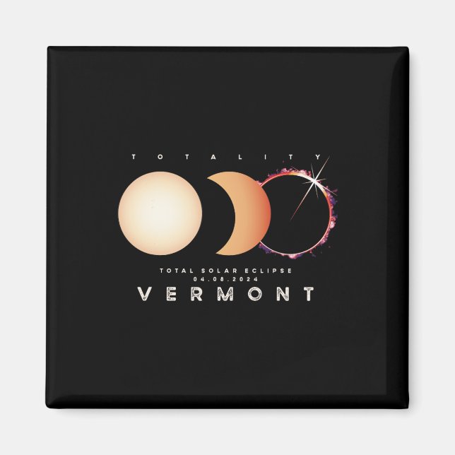 Aimant Solar Eclipse 2024 Vermont Total Eclipse Astronomi (Devant)