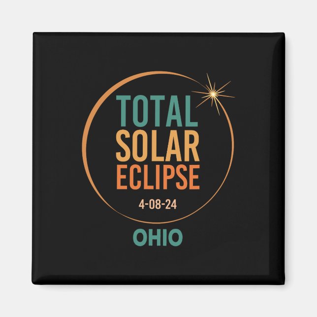 Aimant Solar Eclipse Ohio 8 avril 2024 Totalité (Devant)