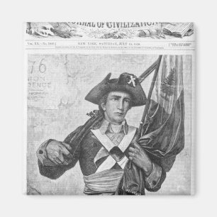 Aimant Soldat continental tenant un drapeau de mousquet