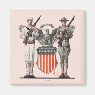 Aimant Soldat, marin et bouclier des États-Unis