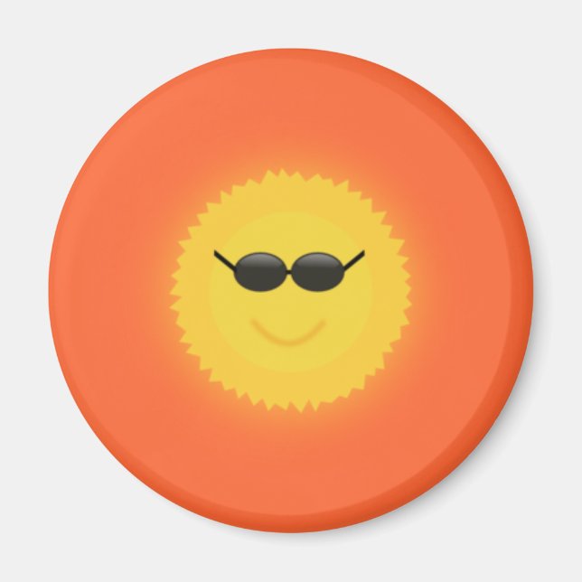Aimant Soleil cool avec lunettes de soleil dans une journ (Devant)