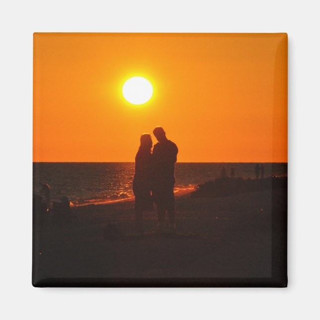 Aimant Soleil Couple Silhouette Aimer Sanibel Sunset Magn (Devant)