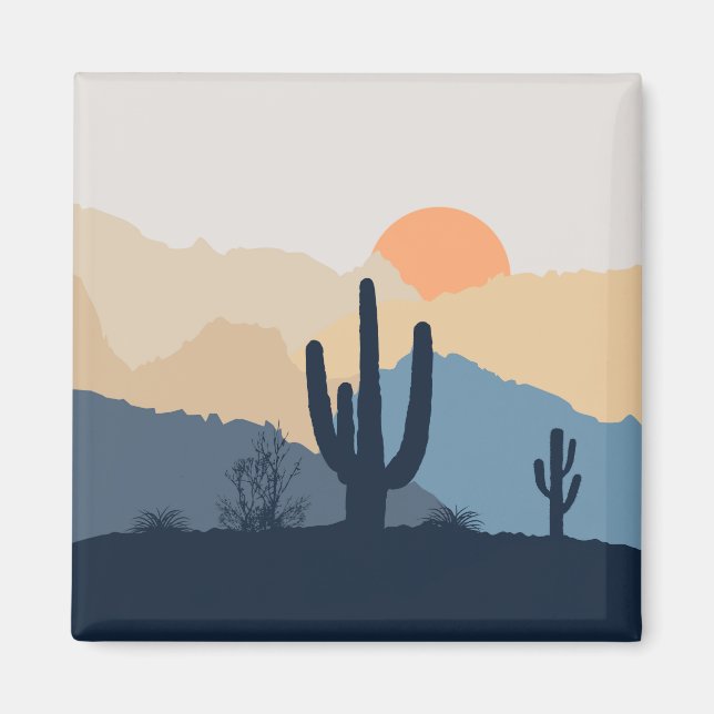 Aimant Soleil désert bleu et beige (Devant)