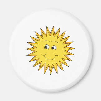 Aimant Soleil d'été jaune avec un visage heureux.