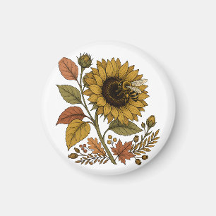 Aimant Soleil d'Heure Dorée Tournesol et Abeille à Miel B