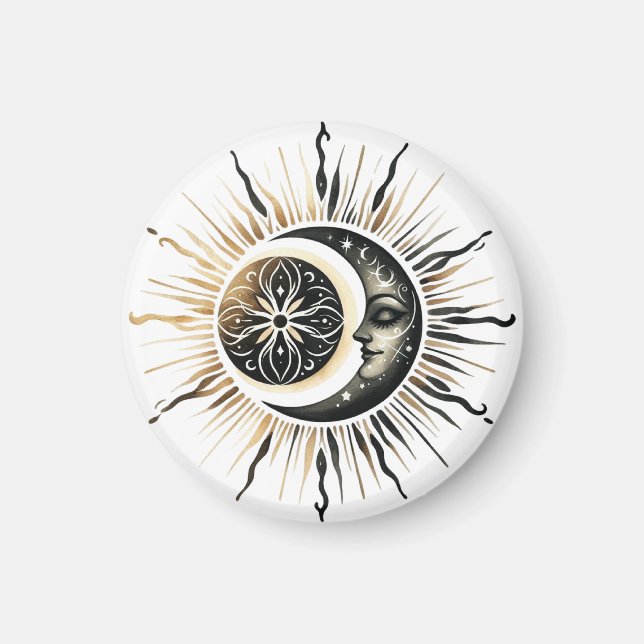 Aimant Soleil et Lune | Aimant Frigo Céleste  (Devant)