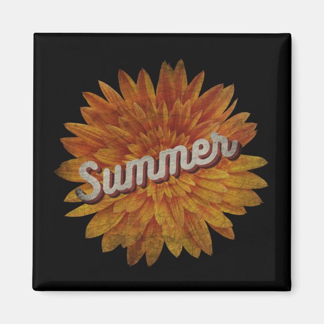 AIMANT SOLEIL TOURNESOL VINTAGE ÉTÉ (Devant)