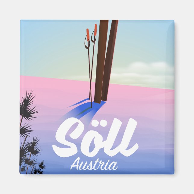 Aimant Söll, Austria Ski travel poster (Devant)