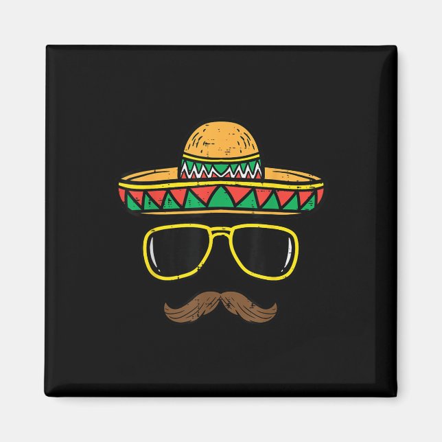 Aimant Sombrero Face Cinco De Mayo Fête mexicaine K (Devant)