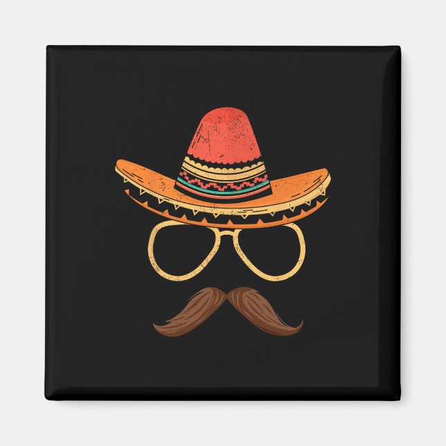 Aimant Sombrero Face Cinco De Mayo Fête mexicaine M (Devant)