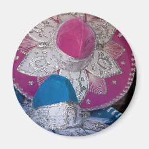Aimant Sombreros bleus et roses