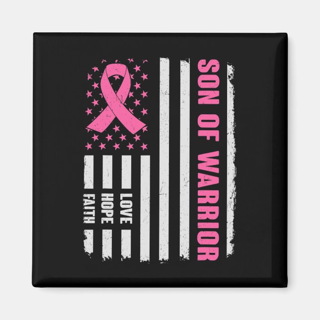Aimant Son Of Warrior American Flag Breast Cancer Awarene (Devant)