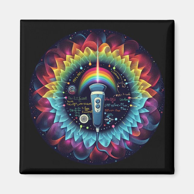 Aimant Sonographie-Colorful Ultrasound Vagues-Physique (Devant)