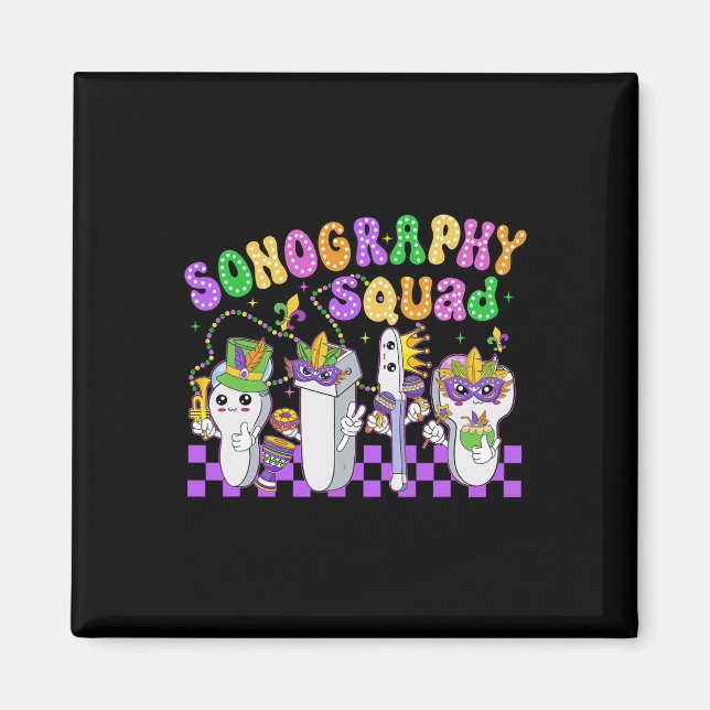 Aimant Sonographie drôle Squad Mardi Gras Carnaval Sonogr (Devant)
